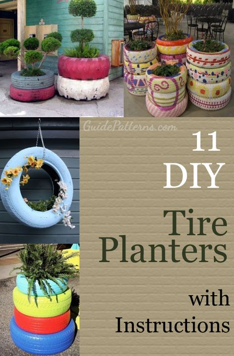 11 DIY Tire Planters Ideas with detailed tutorials.                                                                                                                                                     More Tire Planters Ideas, Painting Tires, Tire Repurpose, Tires Repurposed, Diy Tires, Tire Ideas, Tire Projects, Repurposed Tire, Diy Tire