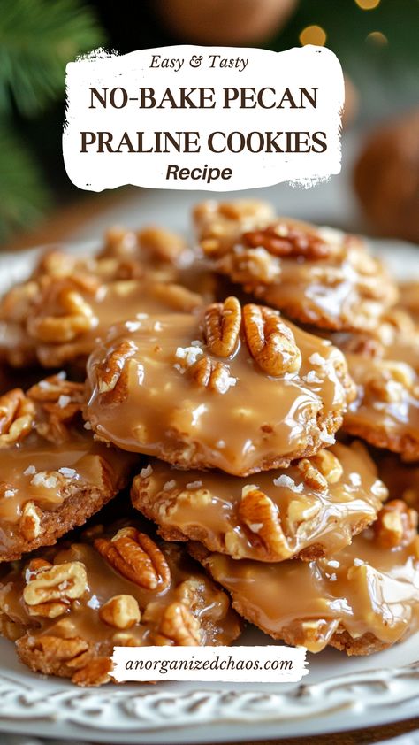 No-Bake Coconut Pecan Praline Cookies No Bake Praline Coconut Cookies, No Bake Pecan Coconut Praline, Christmas Praline Cookies, No Bake Pecan Cookies, Dessert Recipes Pecans, Paula Deen No Bake Cookies, No Bake Coconut Pecan Praline Cookies Recipe, No Bake Praline Cookies, Chewy Noels Recipe