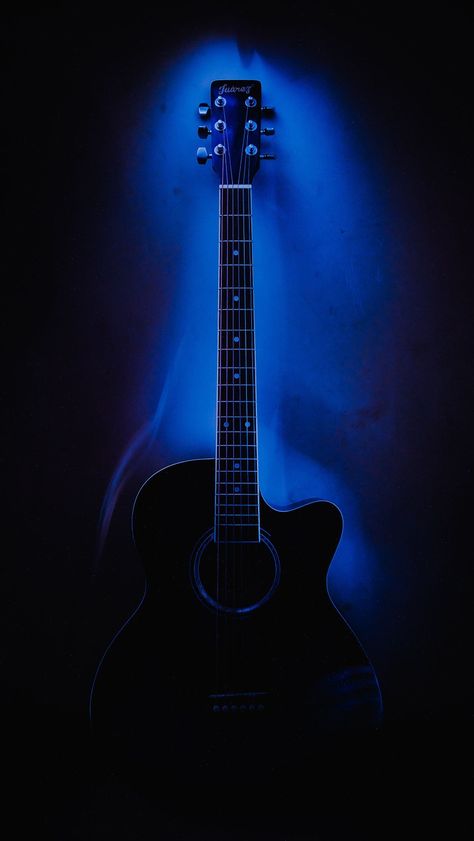 #wallpaper Guitar Wallpaper Iphone, Blue Acoustic Guitar, Picture Music, Hanuman Tattoo, Dj Logo, Android Wallpaper Art, Amoled Wallpapers, Guitar Photos, Zero Wallpaper