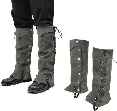 Amazon.com: KUOIN Medieval Leg Covers Slim Fit Pirate Renaissance Faux Leather Steampunk Costume for Boots Grey : Clothing, Shoes & Jewelry Medieval Pirate, Medieval Boots, Steampunk Boots, Pirate Boots, Steampunk Leather, Boot Covers, Cosplay Boots, Punk Boots, Retro Punk