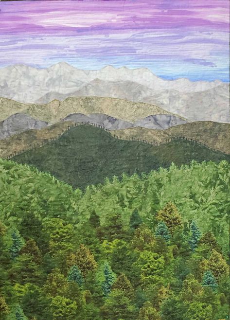 Spotlight: Joyce Becker, Landscape Quilt Artist - Create Whimsy Quilted Landscapes, Seascape Quilts, Inspiration For Art, The Smokey Mountains, Wall Quilt Patterns, Collage Landscape, Landscape Art Quilts, Mountain Quilts, Landscape Quilt