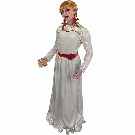 Trick Or Treat Studios The Conjuring Annabelle Adult Costume Annabelle Costume, Annabelle Halloween, The Conjuring Annabelle, Red Hair Ribbon, Horror Movie Costumes, Movie Outfit, Happy Expression, Horror Doll, Annabelle Dress