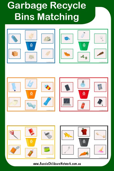 Recycling Bins For Kids, Recycling Printables Free, Recycling Sorting Activity, Recycling Sensory Bin Preschool, Recycling Preschool, Magnet Board Activities, Reduce Reuse Recycle Activities, Reduce Reuse Recycle Poster, Recycle Printable