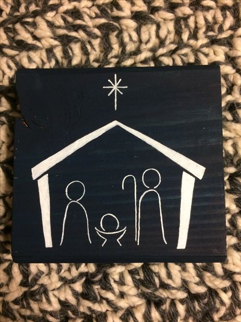 Easy Nativity Painting For Kids, Simple Manger Scene Drawing, Christmas Manger Painting, Easy Manger Scene Painting, Nativity Scene Drawing Simple, Simple Manger Scene, Easy Nativity Painting, Nativity Scene Drawing, Baby Jesus Christmas