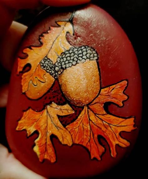 Acorn Painted Rocks, Fall Rock Art Ideas, Fall Leaves Rock Painting, Painted Rocks For Fall, Autumn Rock Painting, Thanksgiving Painted Rocks Ideas, Thanksgiving Rocks Painted Ideas, Autumn Rock Painting Ideas, Autumn Painted Rocks