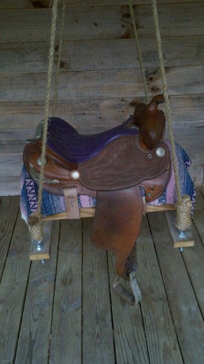 Make a saddle swing out of an ole saddle. Need this one for the grand baby ~I have an old one laying around! Horse Crafts, Grand Kids, Saddle Blanket, Western Homes, Horse Decor, Bad Idea, Horse Barn, Western Home Decor, Garage Sale