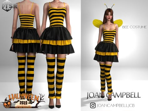 The Sims Resource - Bee Costume Sims Halloween Costume, Sims Costume, Halloween City, Sims 4 Cas Mods, Unusual Clothes, Drawing Doodles, Free Sims 4, Bee Costume, Sims 4 Cc Skin