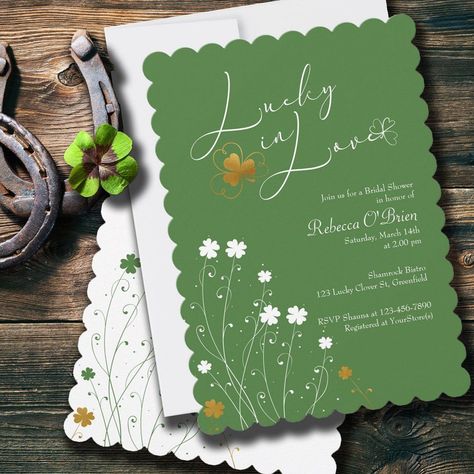 Lucky in Love Shamrock Green Gold Bridal Shower - Popular Zazzle Product! Best choice, tags : #invitations, #tshirt, #card, #InvitationsCard, #legging, #trending, #holiday Couples Shower Themes, Irish Theme, Couples Bridal Shower, Couple Wedding Shower, March Wedding, Spring Bridal Shower, Gold Bridal Showers, Lucky In Love, Irish Wedding