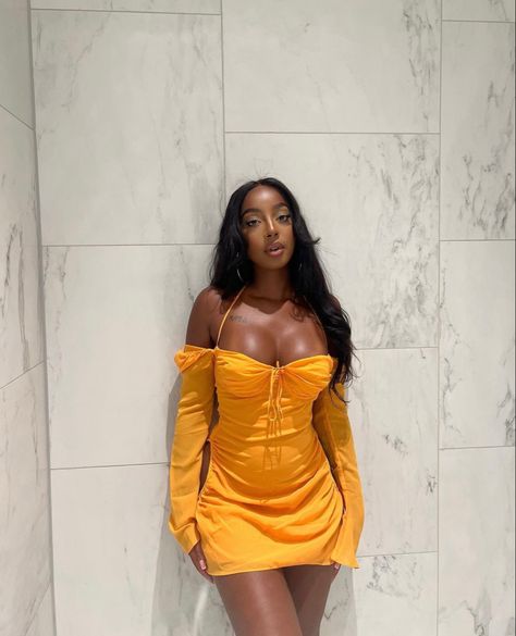 Aesthetic Summer Outfits Black Women, Yellow Dress Black Women, Shein Clothing Outfit, Shein Clothing, Vacay Outfits, Clothing Outfit Ideas, Black Femininity, Shein Dress, July 2022