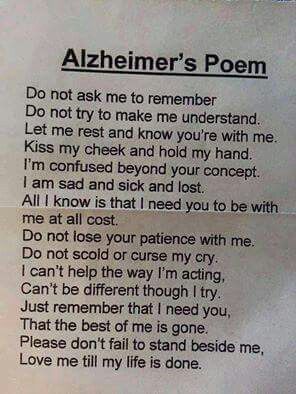 ~ Alzheimers Poem, Alzheimers Quotes, Lack Of Attention, Alzheimer Care, Caregiver Resources, Inspirational Quotes For Students, Memories Quotes, Your Message, Alzheimers