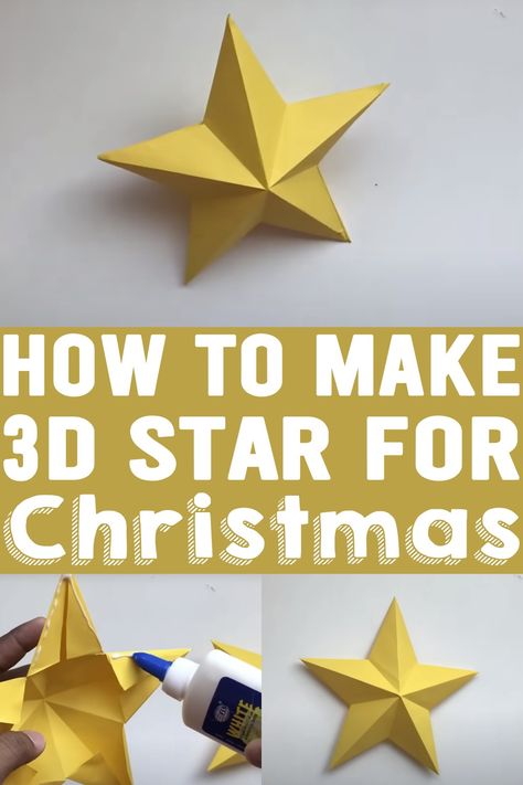 How to Make 3D Star for your Christmas Three Dimensional Paper Stars, 3 D Paper Stars How To Make, Diy 3d Paper Star, 3d Star Paper Craft, Large Paper Stars Diy, How To Make A 3d Star, How To Make 3d Stars, 3d Stars Diy Paper, How To Make A Star