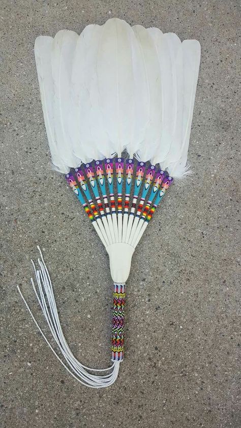 Beaded Feathers, Native American Church, Fan Ideas, Native Regalia, Feather Fans, Native American Wedding, American Bracelet, Native American Spirituality, Native American Dress