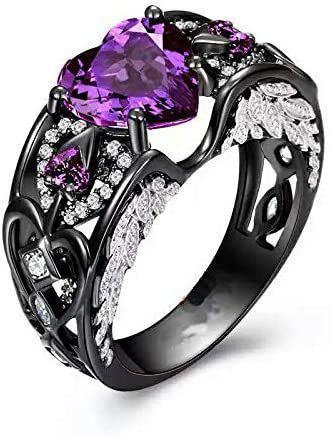 Angel Ring, Women's Dress Shoes, Pink Engagement Ring, Black Gold Ring, Black Gold Jewelry, Black Wedding Rings, Purple Rings, Purple Jewelry, Zircon Jewelry