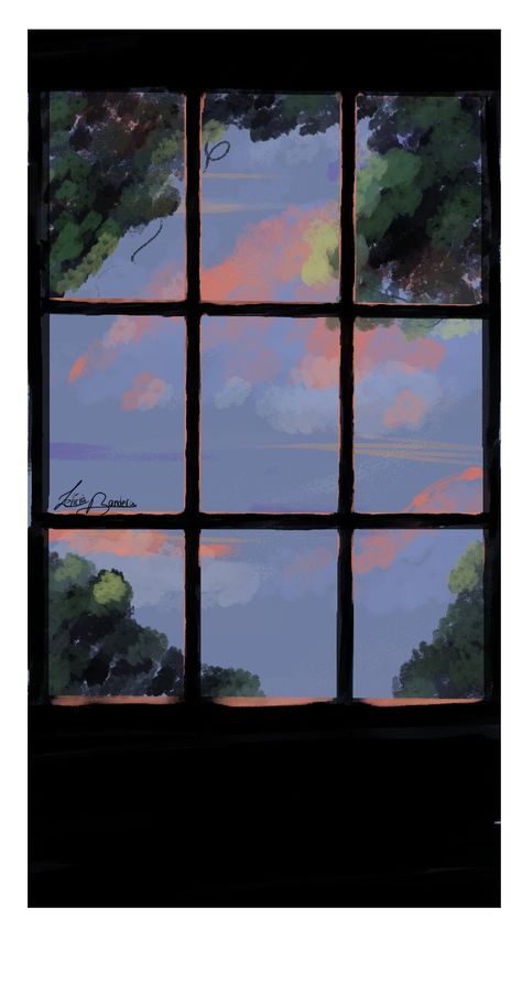 Paintings Of Windows Looking Out, Through A Window Painting, Window Painting Canvas, Painting Of Window, Painting Of A Window, Window View Painting, Window Drawing, Swans Art, Sketchbook Inspo