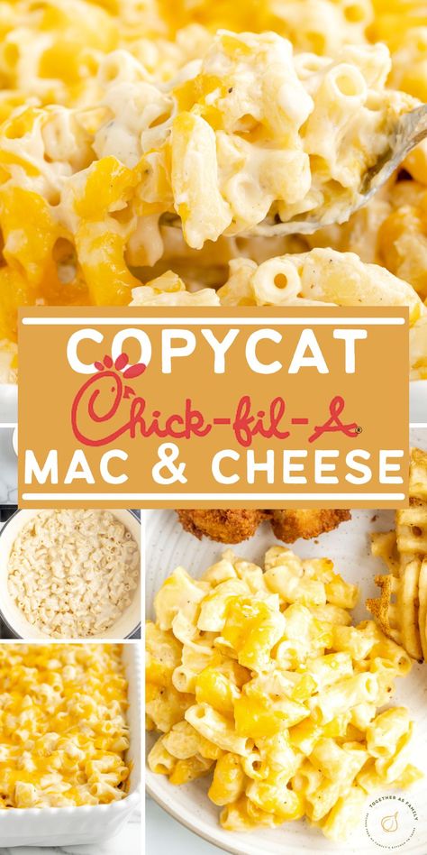 The best recipe for Copycat Chick-Fil-A Mac and Cheese! Tender elbow pasta smothered in a homemade extra cheesy sauce (with 5 cheeses!), topped with more cheese, and baked until bubbly and browned. Noodles And Company Mac And Cheese Copycat, Macs Mac And Cheese Recipe, Copycat Cfa Mac And Cheese, Moms Mac And Cheese, Southern Mac And Cheese Recipe With Eggs, Tater Tot Mac And Cheese, Mcalister's Mac And Cheese Recipe, Mac And Cheese For 40 People, Custard Macaroni And Cheese