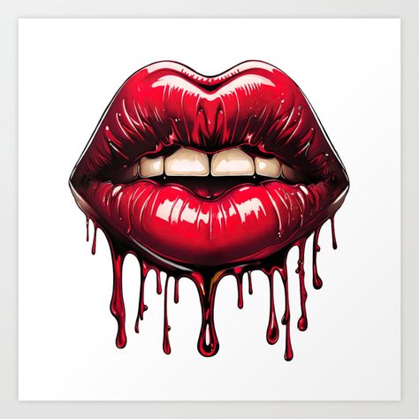 Dripping Lips Art Print by Sawset Dripping Lips Tattoo, Pink Lips Art, Lips Illustration, Pop Art Lips, Lips Art Print, Lips Art, Prince Images, Dripping Lips, Kiss Lips