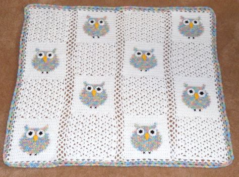 Crocheted Owl Baby Afghan by thecrafter on Etsy Owl Crochet Blanket, Crochet Blanket Animals, Crocheted Owl, Owl Baby Blankets, Owl Crochet, Owl Baby, Baby Afghan, Crochet Owl, Crochet Things