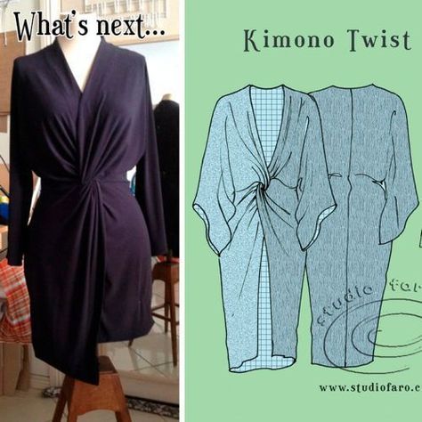 Kimono Twist - First Sample Kimono Dress Pattern, Basic Dress Pattern, Formal Dress Patterns, Simple Dress Pattern, Evening Dress Patterns, Twist Dress, Dress Patterns Free, Twisted Dress, Kimono Pattern