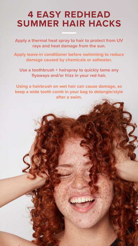 Redhead Hair, Heat Spray, Vibrant Red Hair, Redhead Makeup, Helpful Hacks, Hair Healthy, Wide Tooth Comb, Leave In Conditioner, Summer Hair