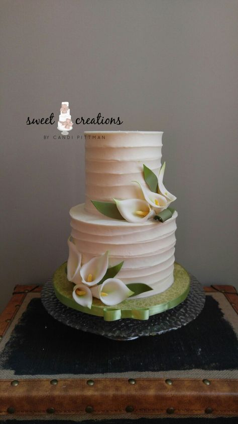 #sweetcreationsbycandi Calla Lily Cake Wedding, Lily Cake Design, Wedding Cake Calla Lily, Jake 2024, Calla Lily Wedding Centerpiece, Calla Lily Wedding Cake, Calla Lily Cake, Teal Cake, Diva Cakes