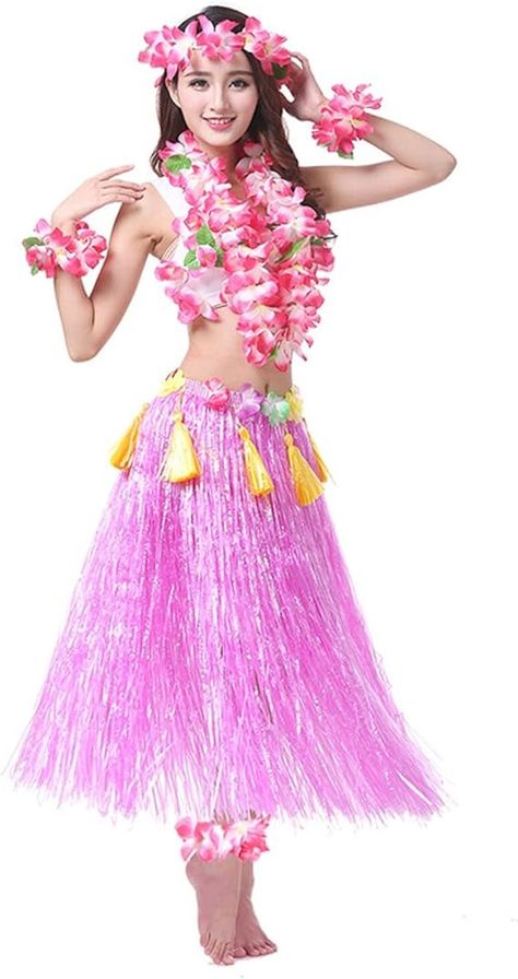 Amazon.com: Mistari Hula Grass Skirts for Adults Hula Skirts for Women with Flower Leis Hawaiian Costumes for Luau Party, 1 Set 80 CM (Pink) : Clothing, Shoes & Jewelry Hawaiian Costumes, Hawaiian Costume, Luau Outfits, Hawaiian Party Theme, Fancy Dress Ball, Hula Skirt, Flower Costume, Grass Skirt, Hula Dance