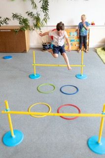 The obstacle course is the perfect way to race! You can rearrange the obstacles, or add in your own so it's different every time you play! #obstaclecourse #indoorplay #bolderkids Stuffy Sleepover, Toddler Obstacle Course, Fitness For Kids, Home Made Gym, Outdoor Activities For Toddlers, Obstacle Course Races, Motor Skills Activities, Fine Motor Skills Activities, Alphabet Activities Preschool