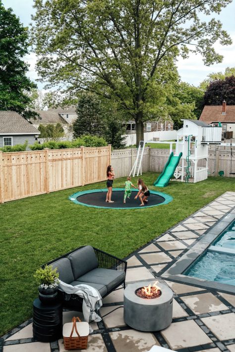 Our DIY In-Ground Trampoline - Nesting With Grace Diy Trampoline, Ground Trampoline, In Ground Trampoline, Nesting With Grace, Play Area Backyard, Backyard Kids Play Area, Backyard Remodel, Backyard Play, Backyard Playground