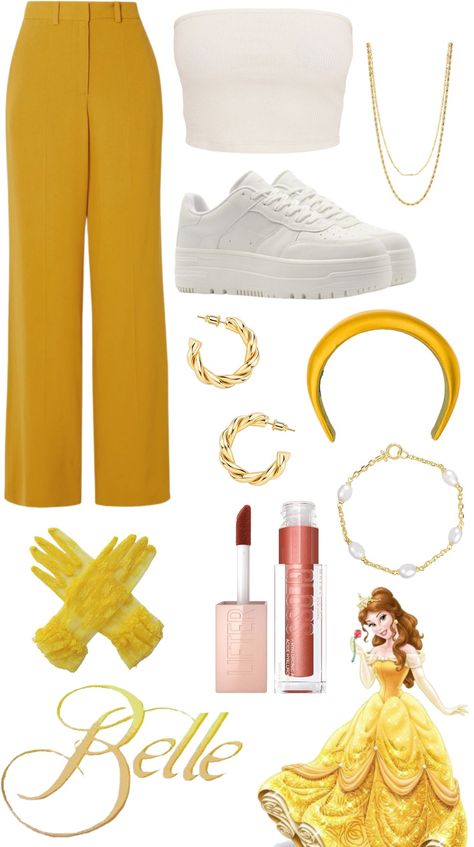 Disney Princess Inspired Outfits Casual, Belle Outfit Ideas Disney, Descendants Auradon, Belle Disneybound, Disney Vacation Outfits, Disney Princess Inspired Outfits, Esmeralda Disney, Disneybound Ideas, Bella Disney