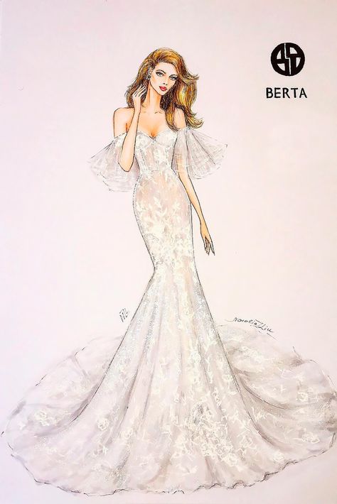 27 Bridal Illustrations From Popular Dress Designers | Wedding Forward Jeans Inspiration, Wedding Dress Illustrations, Wedding Dress Sketches, Dress Illustration, Dress Design Drawing, Fashion Illustration Sketches Dresses, Cloth Design, Fashion Design Sketchbook, Fashion Drawing Dresses