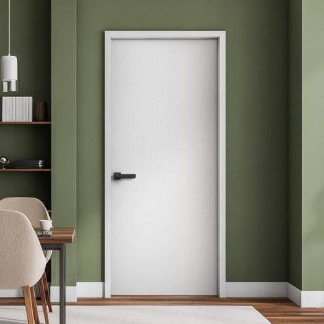 Liberty Doors Internal White Primed Smooth Lifestyle Flush FD30 Fire Door at Leader Doors Frameless Internal Doors, White Doors Interior Black Handles, White Internal Doors With Black Handles, Liberty Doors, Wpc Doors, Leader Doors, Contemporary Internal Doors, 50s Interior, Apartment Doors