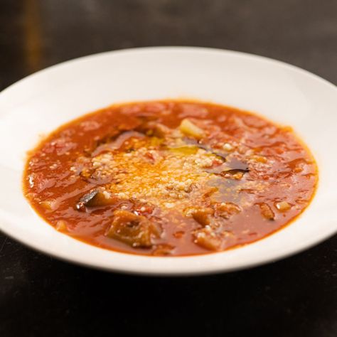 Tomato and Eggplant Soup by Ina Garten Fennel Recipes Soup, Eggplant Soup, Fennel Soup, Recipes With Ingredients, Fried Peppers, Ina Garten Recipes, Barefoot Contessa, Savory Soups, Soup And Stew