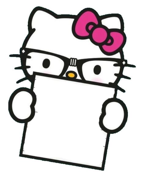 Hello Kitty With Glasses, Holding A Piece Of Paper, Kitty With Glasses, Wallpaper Sanrio, Hello Kitty School, Hello Kitty Printables, Charmmy Kitty, Hello Kitty Themes, Hello Kitty Coloring