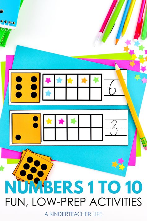 Here are some fun, low-prep activities and worksheets to teach number recognition in kindergarten. Low Prep Math Centers Kindergarten, Low Prep Kindergarten Activities, Pre K Number Recognition Activities, Kindergarten Summer Activities, Kindergarten First Week, Teach Numbers, Number Recognition Activities, Number Sense Kindergarten, Math Tubs