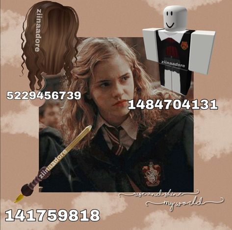 Harry Potter Berry Avenue Codes, Berry Avenue Codes Harry Potter, Harry Potter Roblox Codes, Roblox Harry Potter Outfit Codes, Hermione Wand, Roblox Id Codes For Clothes, Hermiones Wand, Gryffindor Uniform, Gryffindor Outfit