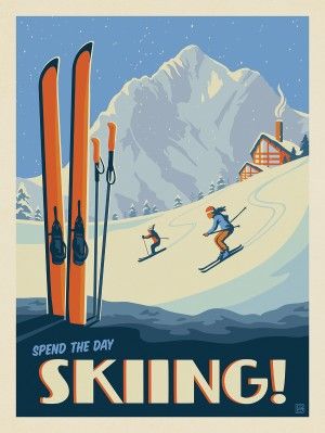 Lake and Lodge | Ski Poster, Vintage Ski, Skis, Skiing, Wallpapers, Design