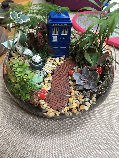 Dr. Who terrarium! Geek Terrarium, Marvel Diy, Pokemon Terrarium, Retro Games Room, Wild Garden, Faeries Gardens, Terrarium Diy, Retro Games, Games Room