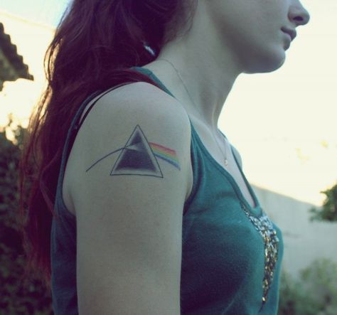 Pink Floyd Prism Tattoo, Prism Tattoo, Pink Floyd Prism, Pink Floyd Tattoo, Pride Tattoo, Dad Tattoos, Cool Small Tattoos, Music Tattoos, Ankle Tattoo