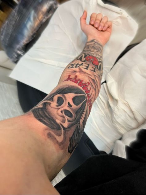 Bape Tattoos Design, Bape Tatoos, Scream Tattoo Design, Cholo Style Tattoo, Og Tattoos, Playboy Tattoo, Ghostface Tattoo, Well Tattoo, Scream Tattoo