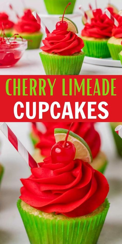 Summer Time Cupcakes, Cupcake Flavors Ideas, Elaborate Cupcakes, Poke Cake Cupcakes, Jello Poke Cupcakes, Alcohol Cupcakes Recipes, Summertime Cupcakes, Summer Cupcakes Ideas, Cherry Frosting Recipe