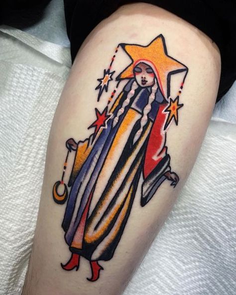 Wrist Tattoos Neo Traditional, Orange Tattoo American Traditional, Clown Core Tattoos, Lineless Tattoo, Paranormal Tattoo Ideas, Clown Tattoo Cute, Eccentric Tattoos, Weirdcore Tattoo, Funky Tattoo Ideas