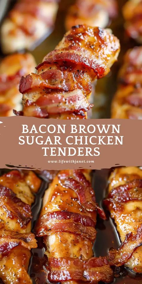 Bacon Brown Sugar Chicken Tenders Fall Dinner Ideas Kid Friendly, Quick Lunch Recipes Simple, Brown Sugar Bacon Chicken Tenders, Brown Sugar Chicken Tenders, Smoked Chicken Tenders, Chicken Breast And Bacon Recipes, Beef Meals Easy Dinners, Bacon Brown Sugar Chicken Tenders, Meals With Chicken Tenderloins