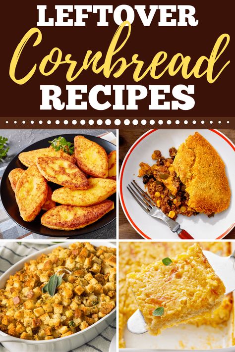 These leftover cornbread recipes will bring new life to your day-old cornbread. From French toast to pudding to crab cakes, cornbread is just as good the second time around! Leftover Cornbread Recipes, Leftover Cornbread Recipe, Cornbread Breakfast, Cornbread Dishes, Leftover Cornbread, Cornbread Cake, Cornbread Recipe Sweet, Cornbread Recipes, Homemade Bread Easy