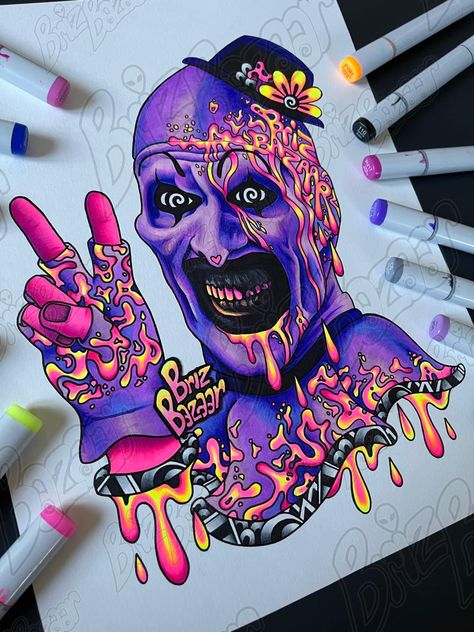 Art The Clown Tattoo, Terrifier Tattoo, Happy First Day Of June, Terrifier Movie, The Terrifier, Bear Tattoo Designs, Art The Clown, Clown Tattoo, Monster Mash