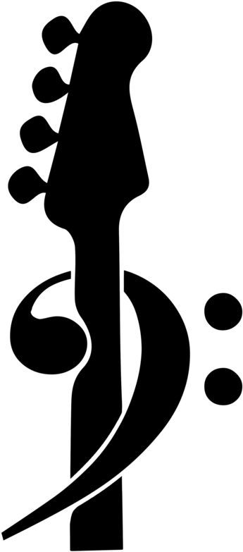 Bass Tattoo Design, Bass Guitar Tattoo, Bass Clef Tattoo, Clef Tattoo, Guitar Outline, Guitar Tattoo Design, Guitar Tattoo, Bass Clef, Applique Ideas