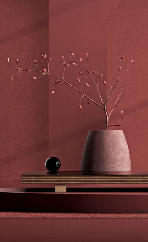 Burgundy Room, Deco Studio, Tea Shop, Ikebana, Still Life Photography, Wabi Sabi, Design Interior, Color Inspiration, Art Direction