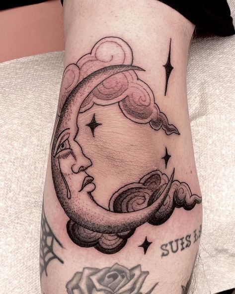 cheyenne audrey on Instagram: “I forgot to post this elbow moon we made for Camryn a few months ago - oops.🌜✨” Moon Elbow Tattoo, Sagittarius Tattoo Designs, Luna Tattoo, Moon Queen, Feminine Tattoo Sleeves, Sagittarius Tattoo, Occult Tattoo, Elbow Tattoo, Elbow Tattoos