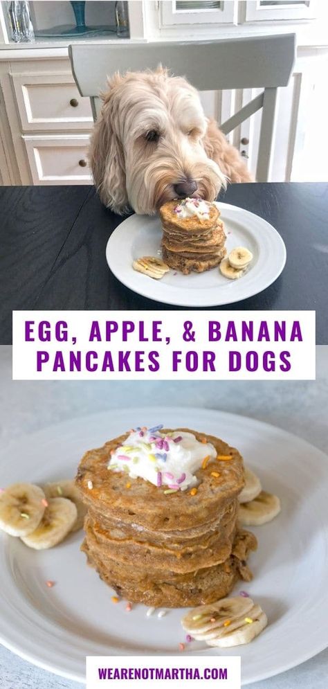 Egg, Apple, and Banana Pancakes for Dogs Waffles For Dogs Recipes For, Breakfast Dogs Recipes, Dog Birthday Breakfast, Dog Friendly Pancake Recipe, Banana Pancakes For Dogs, Breakfast For Dogs Recipes, Healthy Breakfast For Dogs, Dog Friendly Pancakes, Pancakes For Dogs Recipe