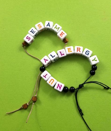 Allergy Bracelet, Kids Checklist, Food Allergies Awareness, Allergy Awareness, Peanut Allergy, Food Allergy, Alphabet Beads, Love Craft, Name Bracelet