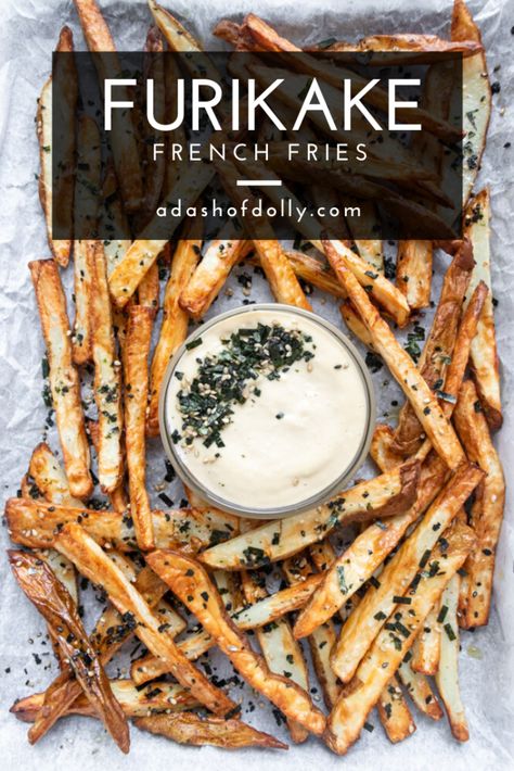 Furikake French Fries (Paleo, Whole30) - a dash of dolly Asian Fries Recipe, Hawaiian French Fries, Asian French Fries, Coated French Fries Recipe, Furikake Fries Recipe, Homemade French Fries Yukon Gold, Carnivore French Fries, Healthy French Fries Alternative, Frozen Potatoes