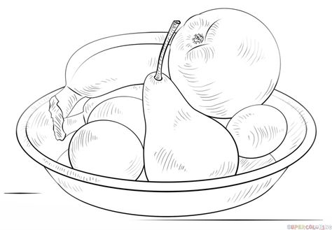 Fruit Bowl Drawing, Drawings Techniques, 3d Drawing Tutorial, 3d Drawing Techniques, Fruit Sketch, Fruit Coloring Pages, Fruits Drawing, Drawing Tutorials For Kids, Still Life Fruit